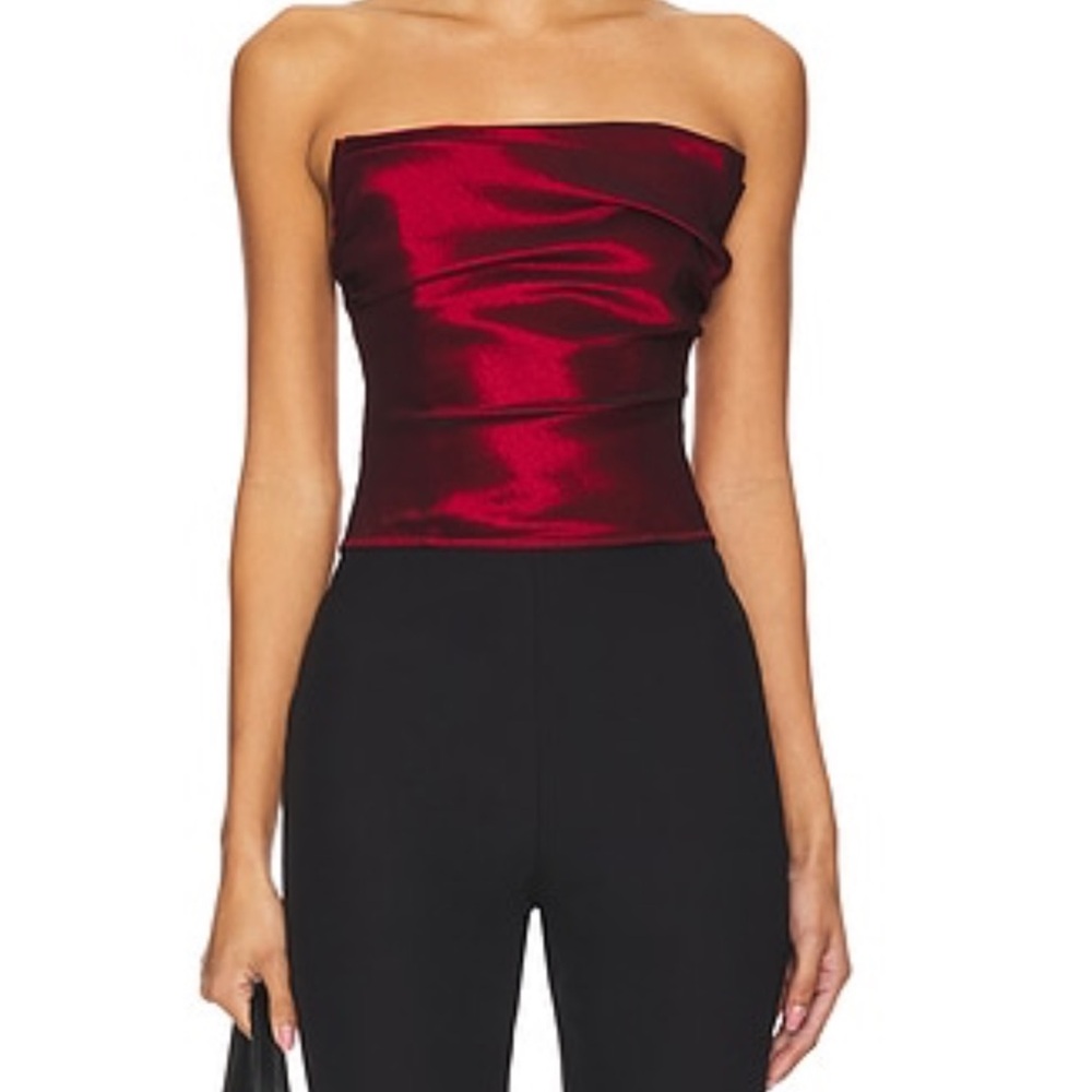 Lovers + Friends Burgundy Strapless Crop Top